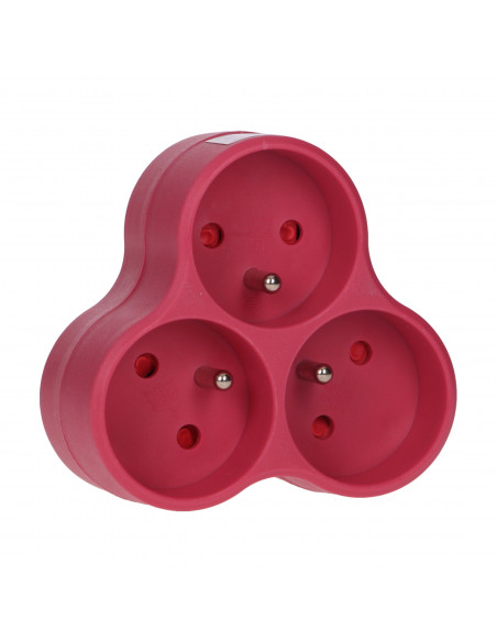 Rozgałęźnik 3x2P+Z, różowy