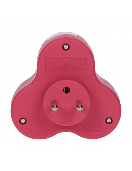 Rozgałęźnik 3x2P+Z, różowy