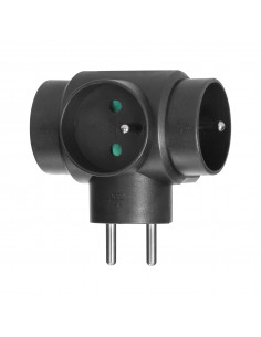 Rozgałęźnik 3x2P+Z, czarny