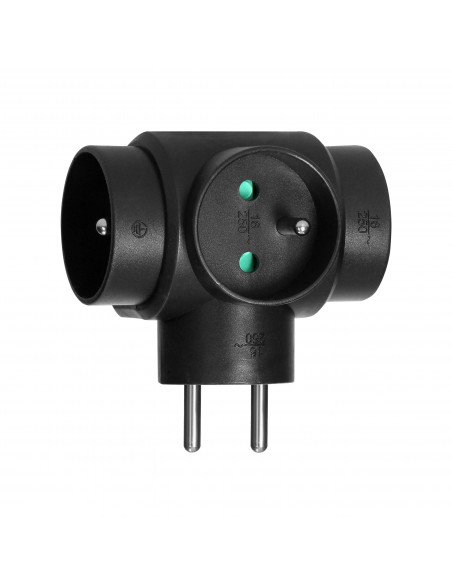 Rozgałęźnik 3x2P+Z, czarny