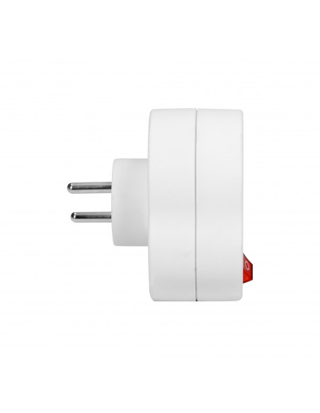 Rozgałęźnik 2x2P+Z z włącznikiem, biały