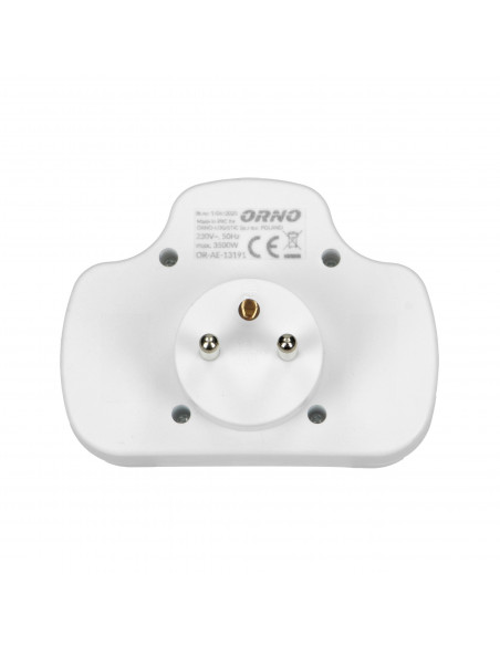 Rozgałęźnik 1x2P+Z, 2x2P/II z włącznikiem, biały