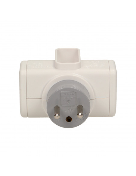 Obrotowy rozgałęźnik, 2 gniazda 2P+Z, 1 gniazdo 2P/II