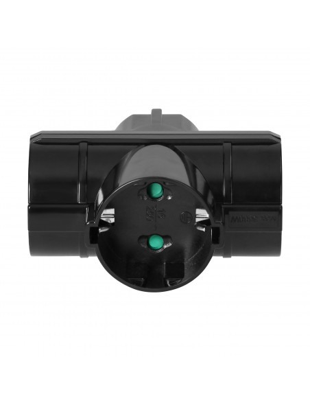 Rozgałęźnik 3x2P+Z (Schuko), czarny