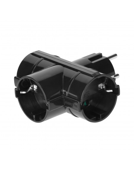 Rozgałęźnik 3x2P+Z (Schuko), czarny