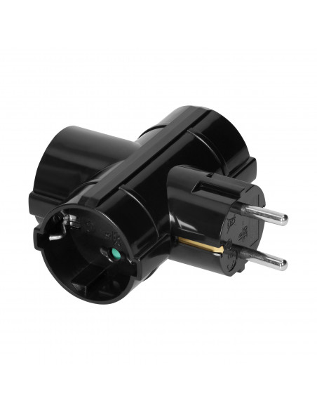 Rozgałęźnik 3x2P+Z (Schuko), czarny