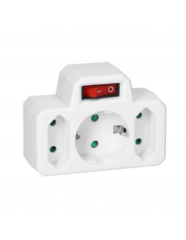 Rozgałęźnik 1x2P+Z (Schuko), 2x2P/II...