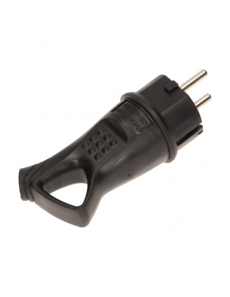 Hermetyczna wtyczka gumowa Uni-schuko z uchwytem, IP44, czarna