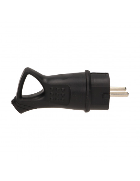 Hermetyczna wtyczka gumowa Uni-schuko z uchwytem, IP44, czarna