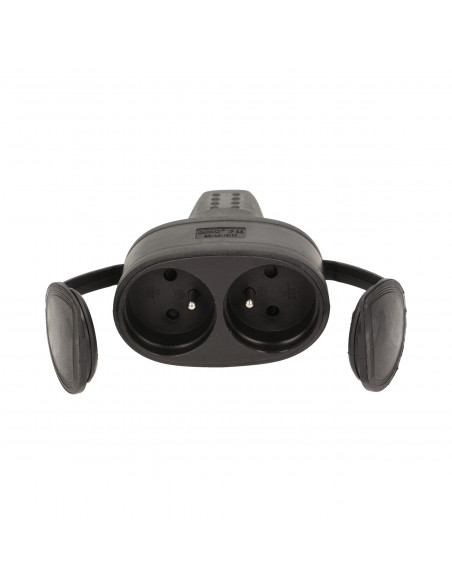 Hermetyczne, podwójne gniazdo gumowe 2P+Z, IP44