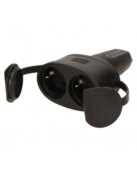 Hermetyczne, podwójne gniazdo gumowe 2P+Z, IP44, wersja schuko