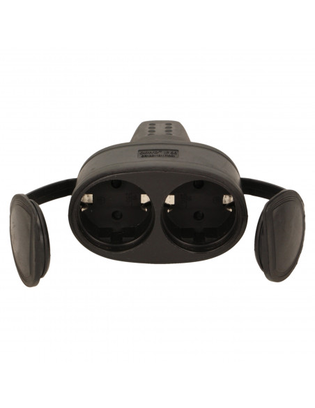 Hermetyczne, podwójne gniazdo gumowe 2P+Z, IP44, wersja schuko