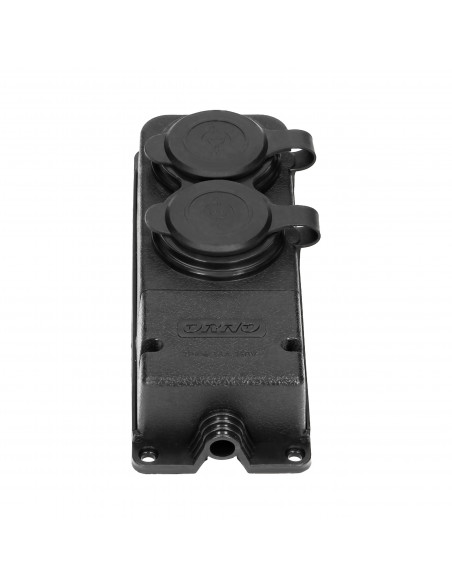 Rozgałęźnik bryzgoszczelny i odporny na uderzenia, IP44, 2 gniazda 2P+Z, 16A, 230V AC, gumowy, uniepalniony