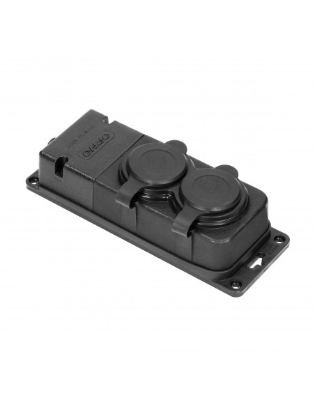 Rozgałęźnik bryzgoszczelny i odporny na uderzenia, IP44, 2 gniazda 2P+Z, 16A, 230V AC, gumowy, uniepalniony