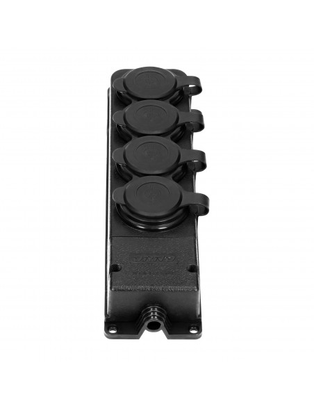 Rozgałęźnik bryzgoszczelny i odporny na uderzenia, IP44, 4 gniazda 2P+Z, 16A, 230V AC, gumowy, uniepalniony