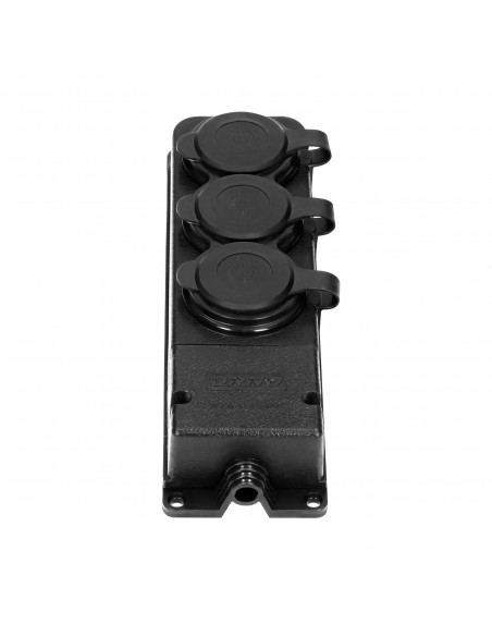  Rozgałęźnik bryzgoszczelny i odporny na uderzenia, IP44, 3 gniazda 2P+Z, 16A, 230V AC, gumowy, uniepalniony, wersja...