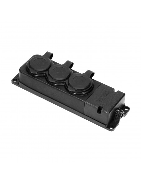  Rozgałęźnik bryzgoszczelny i odporny na uderzenia, IP44, 3 gniazda 2P+Z, 16A, 230V AC, gumowy, uniepalniony, wersja...