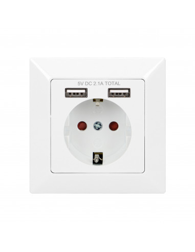 Gniazdo pojedyncze 2P+Z, USBx2, schuko
