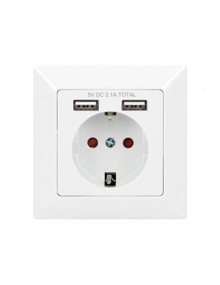 Gniazdo pojedyncze 2P+Z, USBx2, schuko