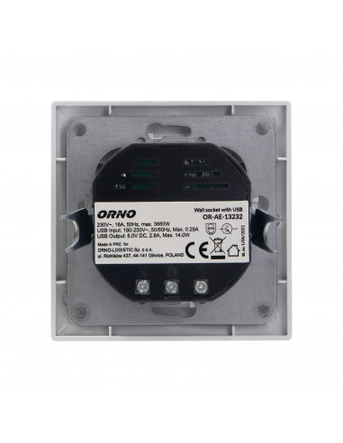 Gniazdo pojedyncze 2P+Z, USB-A +...
