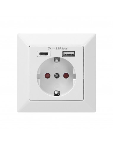 Gniazdo pojedyncze 2P+Z (Schuko),...