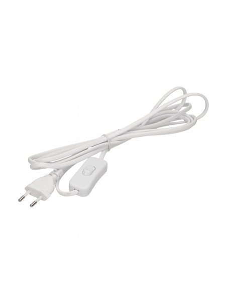 Przewód zasilający z wyłącznikiem on/off i płaską wtyczką, przewód 3m, biały