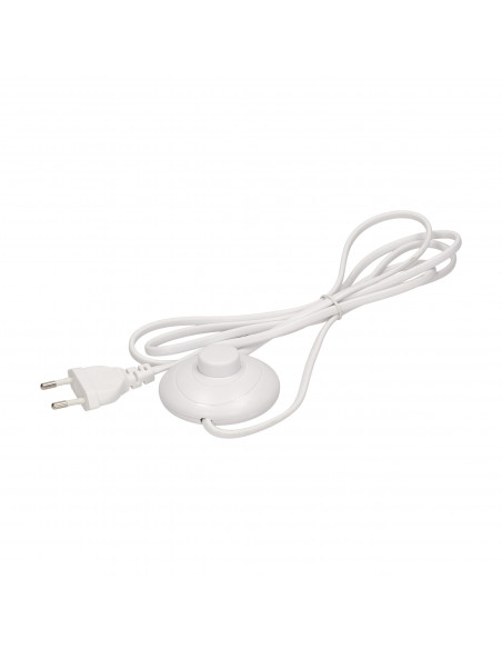 Przewód zasilający z wyłącznikiem nożnym i płaską wtyczką, przewód 2m, biały