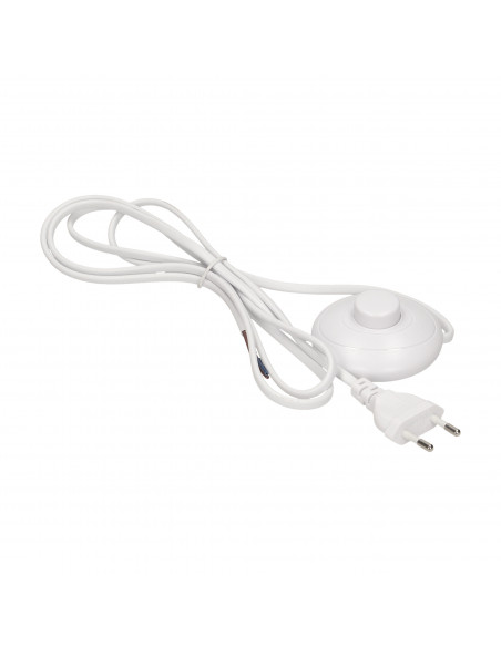 Przewód zasilający z wyłącznikiem nożnym i płaską wtyczką, przewód 2m, biały