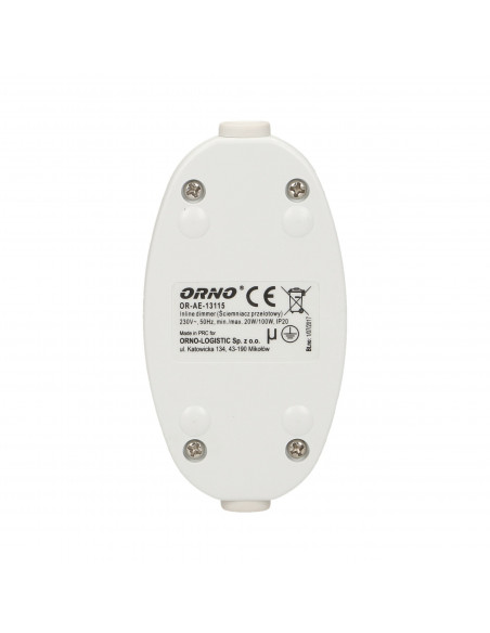 Ściemniacz nakablowy 20-100W, biały