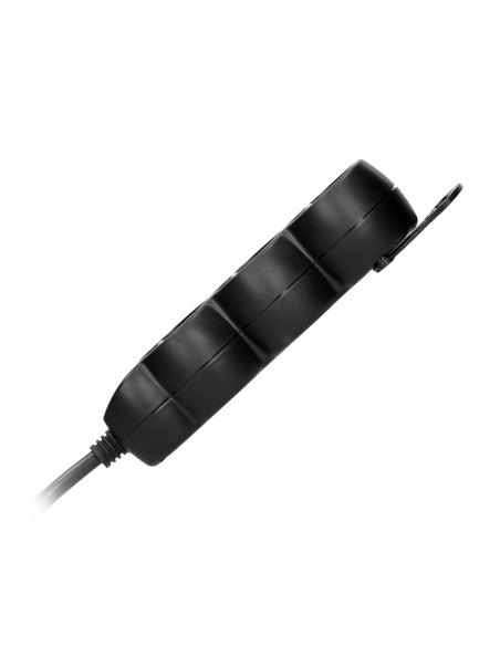 Przedłużacz 3-krotny 2P+Z, 1,5m H05VV-F 3x1,0mm² , Imax 10A, płaska wtyczka, czarny