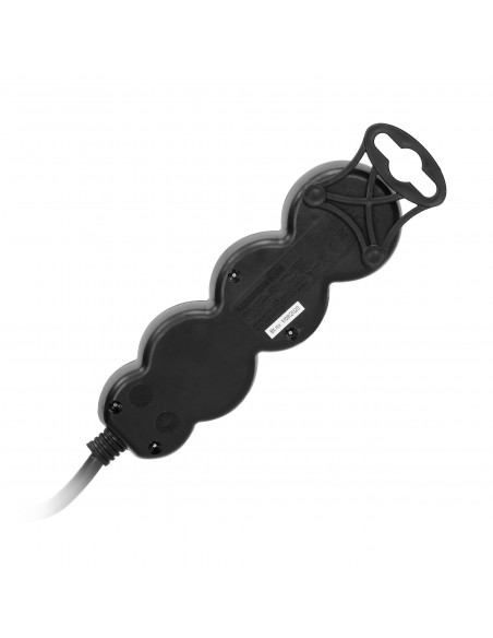 Przedłużacz 3-krotny 2P+Z, 3m H05VV-F 3x1,0mm², Imax 10A, płaska wtyczka, czarny