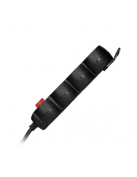 Przedłużacz 3-krotny 2P+Z, z wyłącznikiem, 3m H05VV-F 3x1,0mm², Imax 10A, płaska wtyczka, czarny