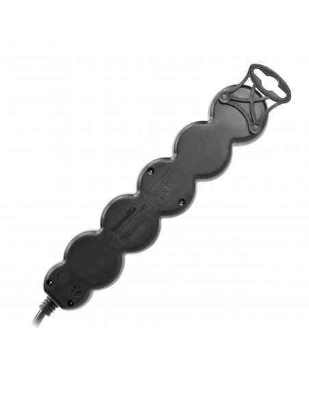 Przedłużacz 5-krotny 2P+Z, 3m H05VV-F 3x1,0mm², Imax 10A, płaska wtyczka, czarny