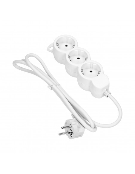 Przedłużacz 3-krotny 2P+Z (schuko), 1,5m H05VV-F 3x1,0mm² , Imax 10A, biały