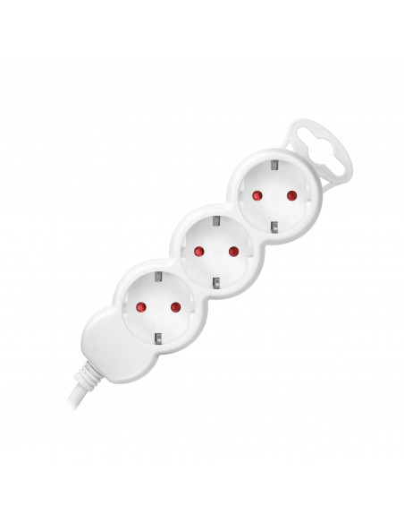 Przedłużacz 3-krotny 2P+Z (schuko), 3m H05VV-F 3x1,0mm², Imax 10A, biały