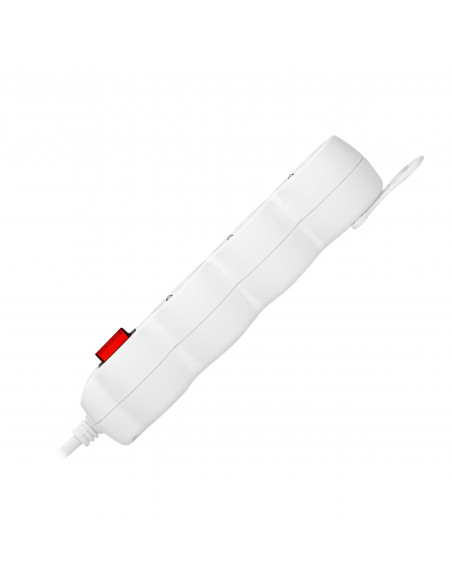 Przedłużacz 3-krotny 2P+Z (schuko) z wyłącznikiem, 1,5m H05VV-F 3x1,0mm², Imax 10A, biały