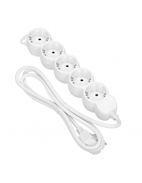 Przedłużacz 5-krotny 2P+Z (schuko), 3m H05VV-F 3x1,0mm², Imax 10A, biały