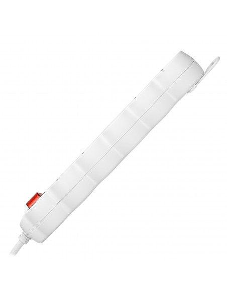 Przedłużacz 5-krotny 2P+Z (schuko) z wyłącznikiem, 1,5m H05VV-F 3x1,0mm², Imax 10A, biały