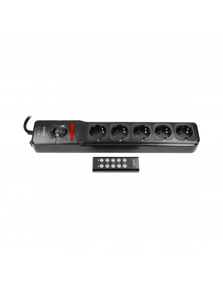 Przedłużacz 5 gniazd 2P+Z, sterowany bezprzewodowo, kabel 3x1,5mm², długość 3m, wersja schuko