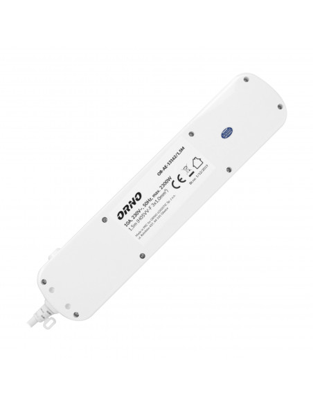  Listwa zasilająca "Multiswitch", 6 gniazd 2P+Z, kabel 3x1,0mm², długość 1,5m, z wyłącznikami podświetlanymi:...