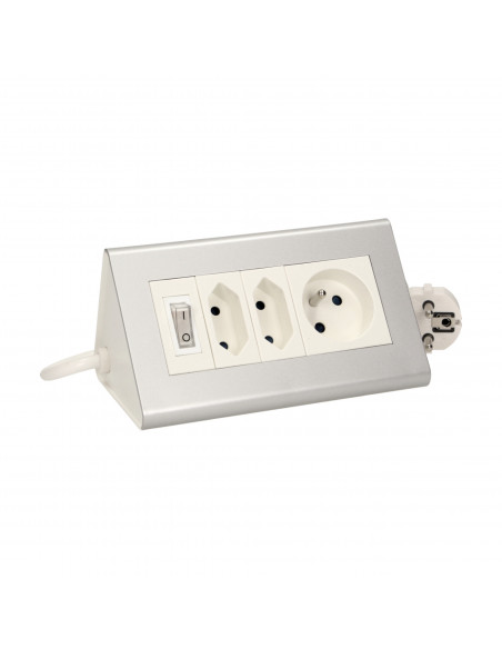 Przedłużacz biurkowy z wyłącznikiem 2x2P/II+1x2P+Z, przewód 1,5 m 3x1mm