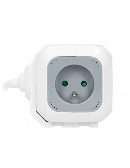 Przedłużacz 4 krotny 2P+Z, ładowarka 2xUSB, 1,4m H05VV-F 3x1mm², szaro-biały