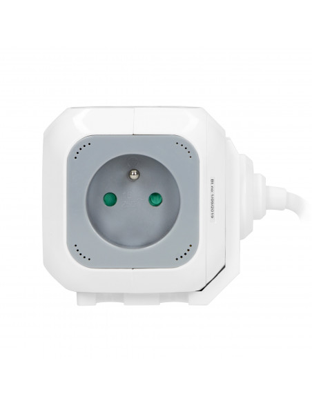 Przedłużacz 4 krotny 2P+Z, ładowarka 2xUSB, 1,4m H05VV-F 3x1mm², szaro-biały