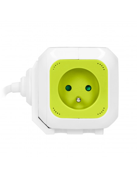 Przedłużacz Kostka 4-krotny z ładowarką 2xUSB 1,4m limonkowy