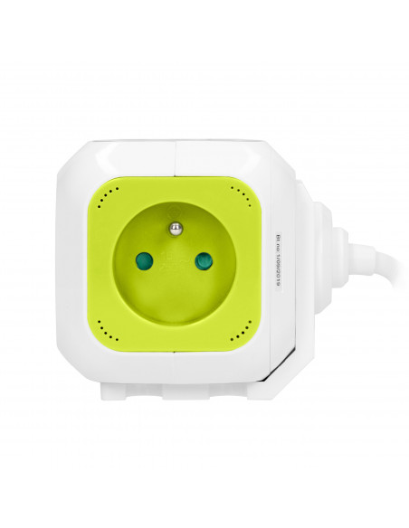 Przedłużacz Kostka 4-krotny z ładowarką 2xUSB 1,4m limonkowy