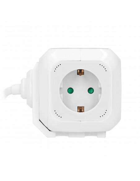 Przedłużacz 4 krotny 2P+Z (Schuko), ładowarka 2xUSB, 1,4m H05VV-F 3x1,5mm2, biały