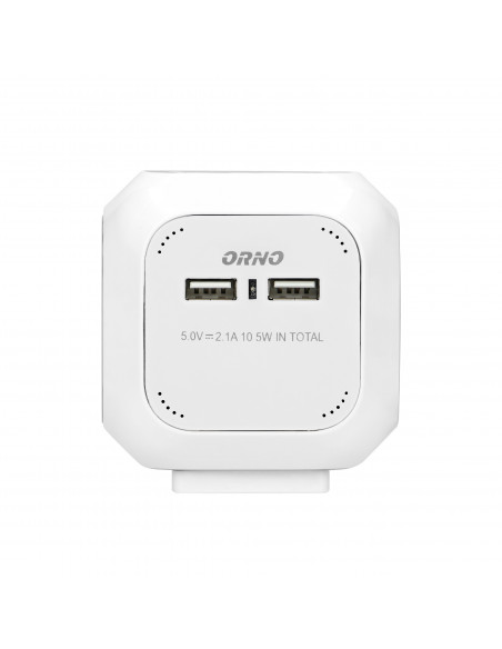 Przedłużacz 4 krotny 2P+Z (Schuko), ładowarka 2xUSB, 1,4m H05VV-F 3x1,5mm2, biały