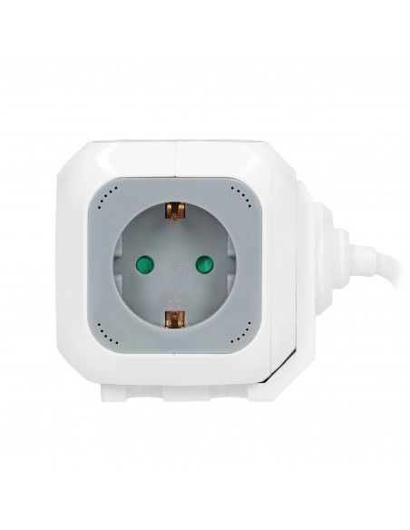 Przedłużacz 4 krotny 2P+Z (schuko), ładowarka 2xUSB, 1,4m H05VV-F 3x1,5mm², szaro-biały