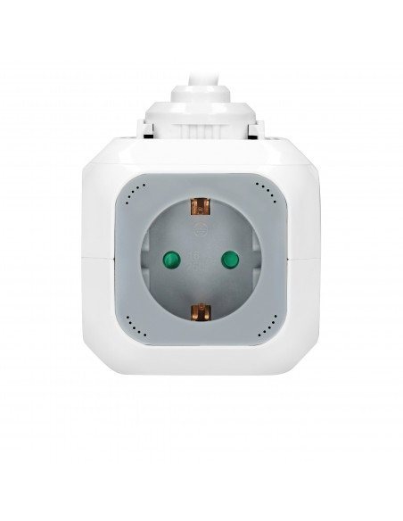 Przedłużacz 4 krotny 2P+Z (schuko), ładowarka 2xUSB, 1,4m H05VV-F 3x1,5mm², szaro-biały