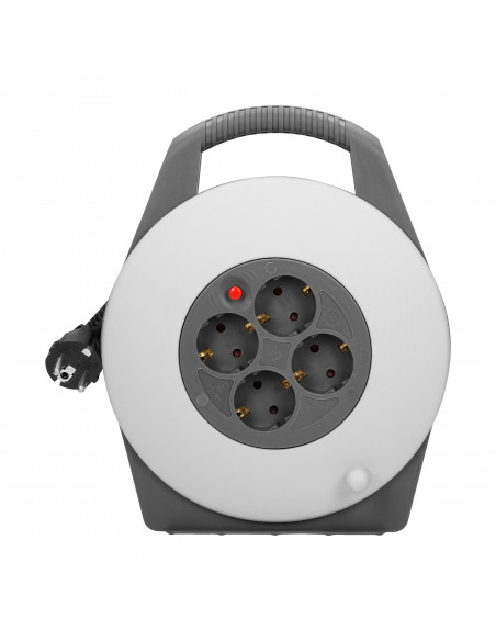 Przedłużacz bębnowy, 4 gniazda 2P+Z (schuko), kabel PVC H05VV-F 3x1mm² , długość 10m